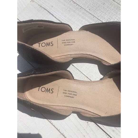 TOMS Jutti d'Orsay Black Flat, Slip On Women's Shoes Sz 7 EU 37.5 EUC Glitter - Picture 7 of 16